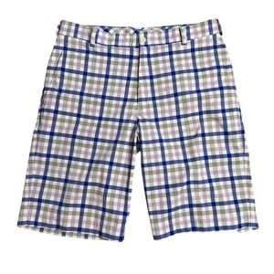 Nike Golf Dri-FIT Plaid Shorts Mens 32 Blue Purple Check Performance Sportswear